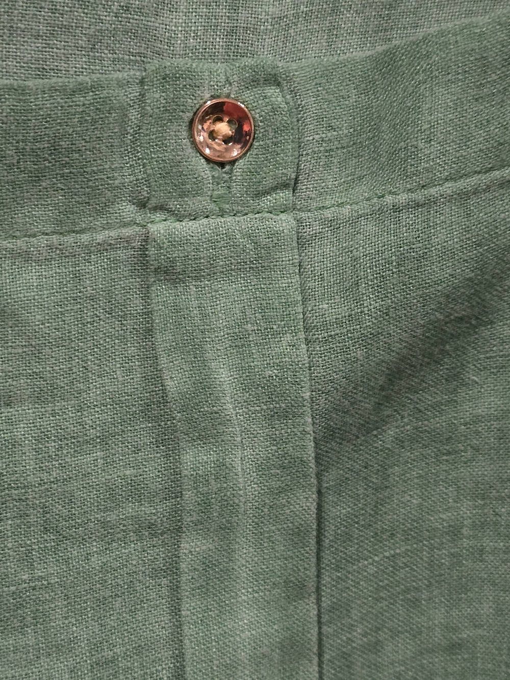 J.Jill Love Linen Garment-Dyed Green Tunic Blouse Band Collar Long-Sleeve L - Picture 4 of 10